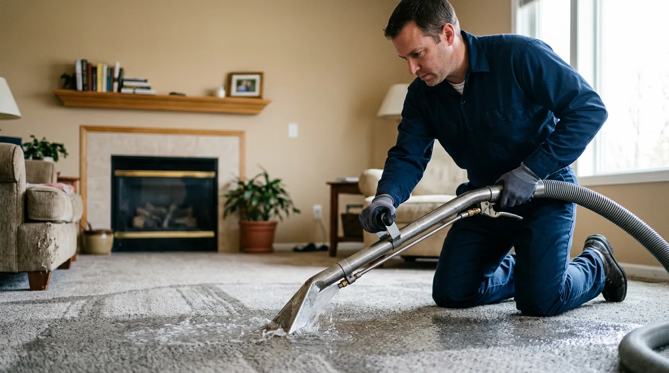 Water damage restoration technician working near Alpharetta, GA